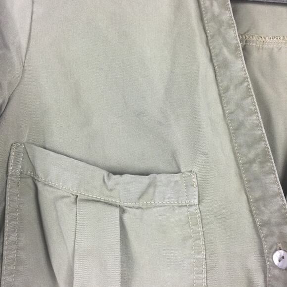 Zara Army Green Babydoll Ruffle Button Oversized Mini Dress XS Lightweight Beach - Picture 9 of 15